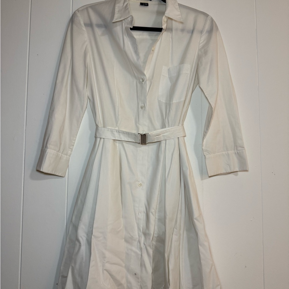Elegant Theory  White Belted Shirt Dress